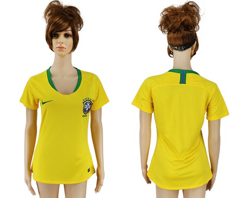 Women's Brazil Blank Home Soccer Country Jersey - Click Image to Close